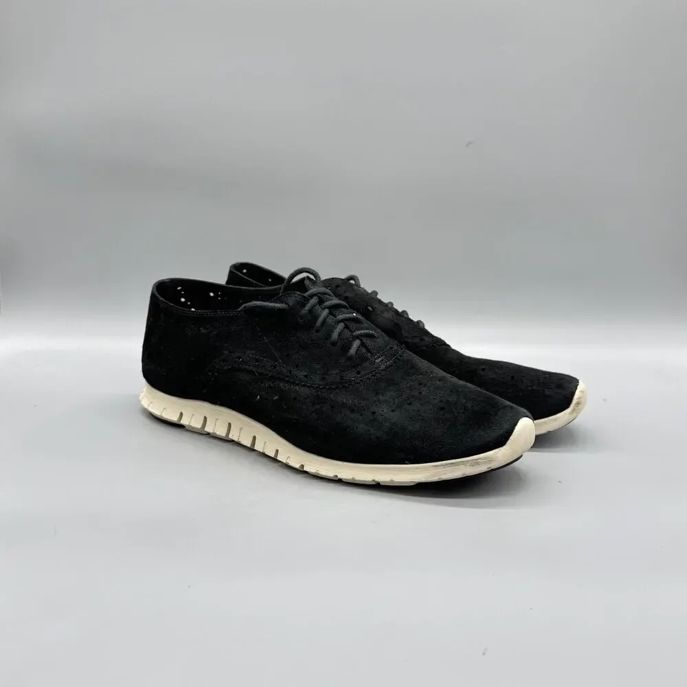 Cole Haan Shoes Womens 10 Black Suede Zerogrand Wingtip Sneakers Comfort Casual